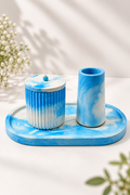 Conjunto Mesclado Azul e Branco em Concreto